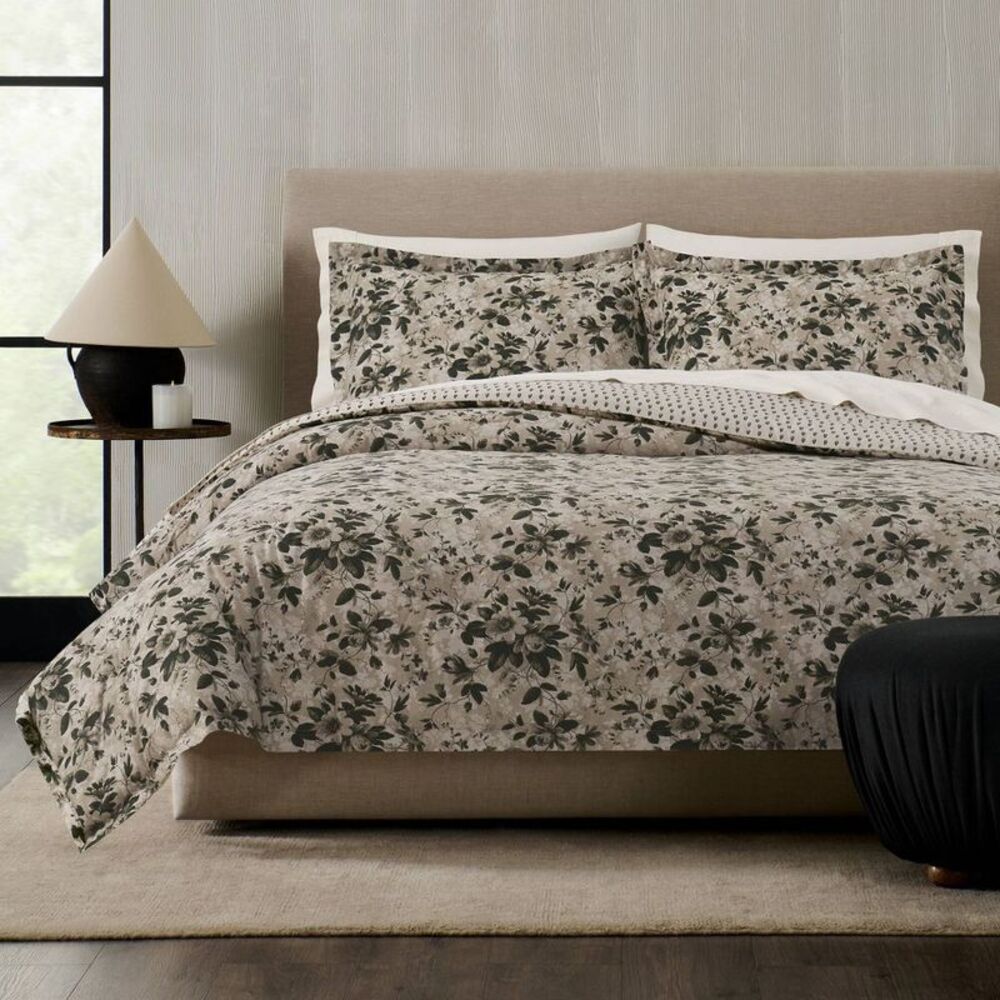 Jeremiah Brent Home Queen Floral Comforter Black/white
